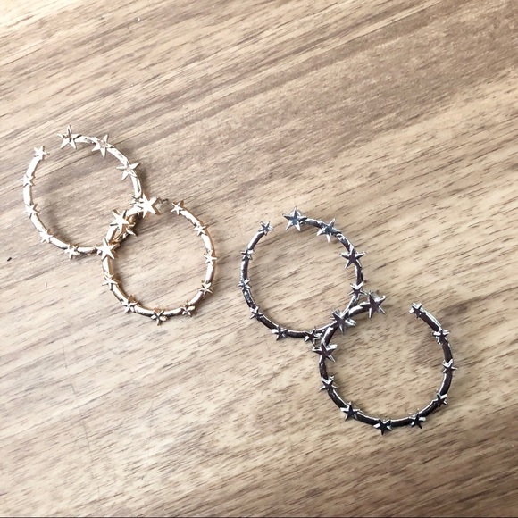 Star Earrings Stud Hoop - Picture 5 of 6